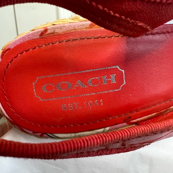 Coach, 10, Red and Pink wedge sandals. - Picture 6 of 7